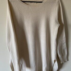 Athleta White Waffle Merino Blend Sweater